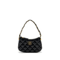 CHANEL 23K HOBO SHOULDER BAG CALFSKIN BLACK GHW (MICROCHIP)