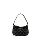 CHANEL 23K HOBO SHOULDER BAG CALFSKIN BLACK GHW (MICROCHIP)