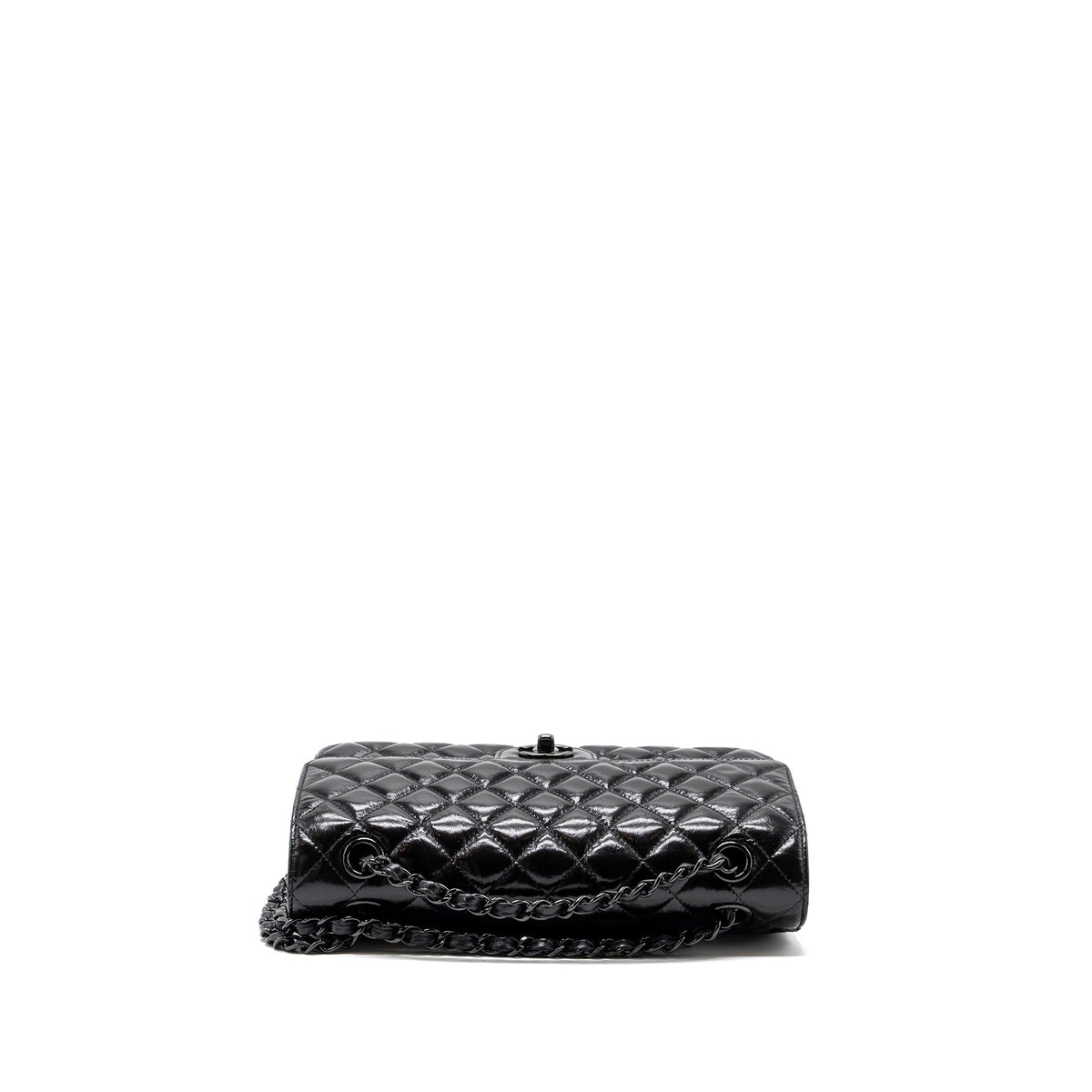 CHANEL MEDIUM CLASSIC DOUBLE FLAP BAG SHINY CALFSKIN SO BLACK