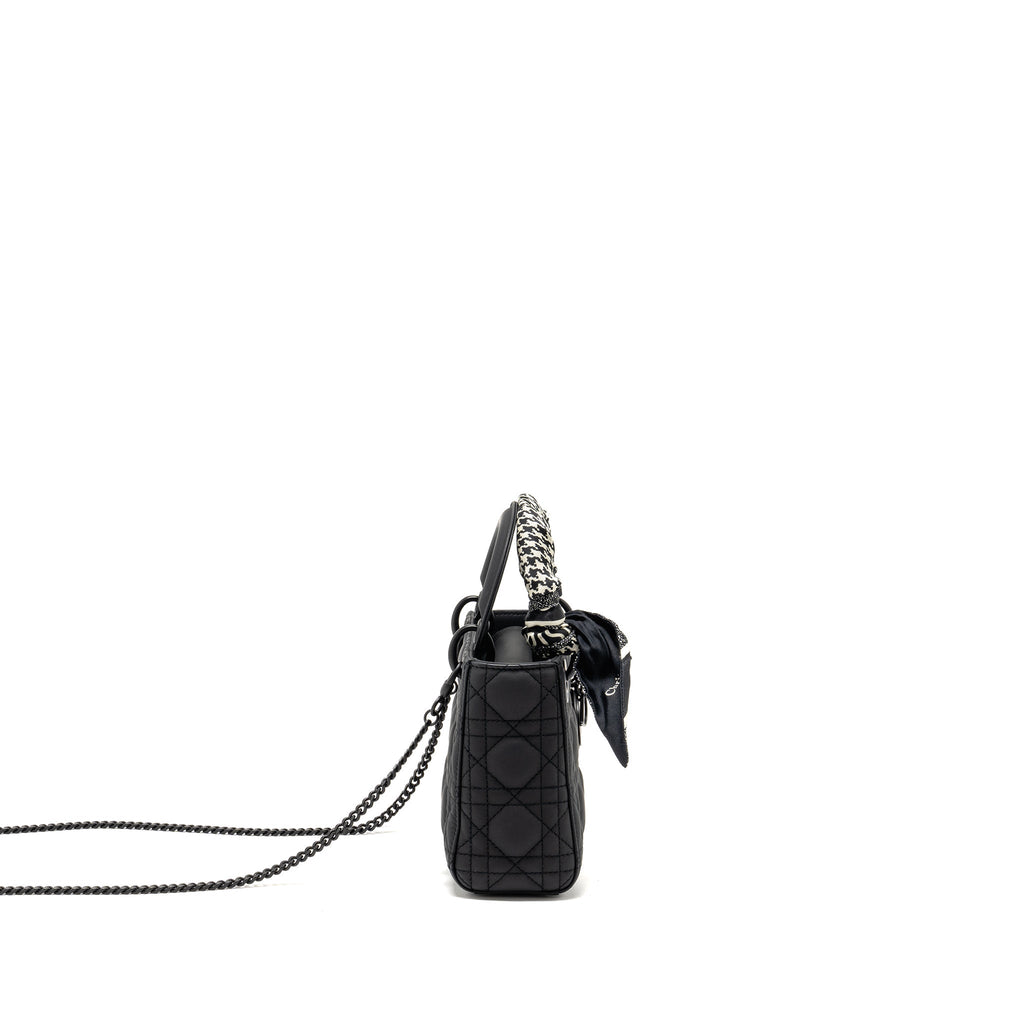 DIOR MINI LADY DIOR ULTRAMATTE CANNAGE CALFSKIN SO BLACK