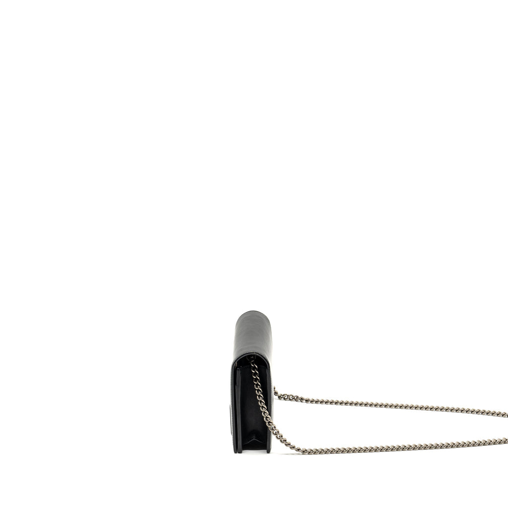 GUCCI FLAP WALLET ON CHAIN CALFSKIN BLACK SHW