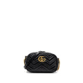 GUCCI GG MARMONT MATELESS SHOULDER BAG CALFSKIN BLACK GHW