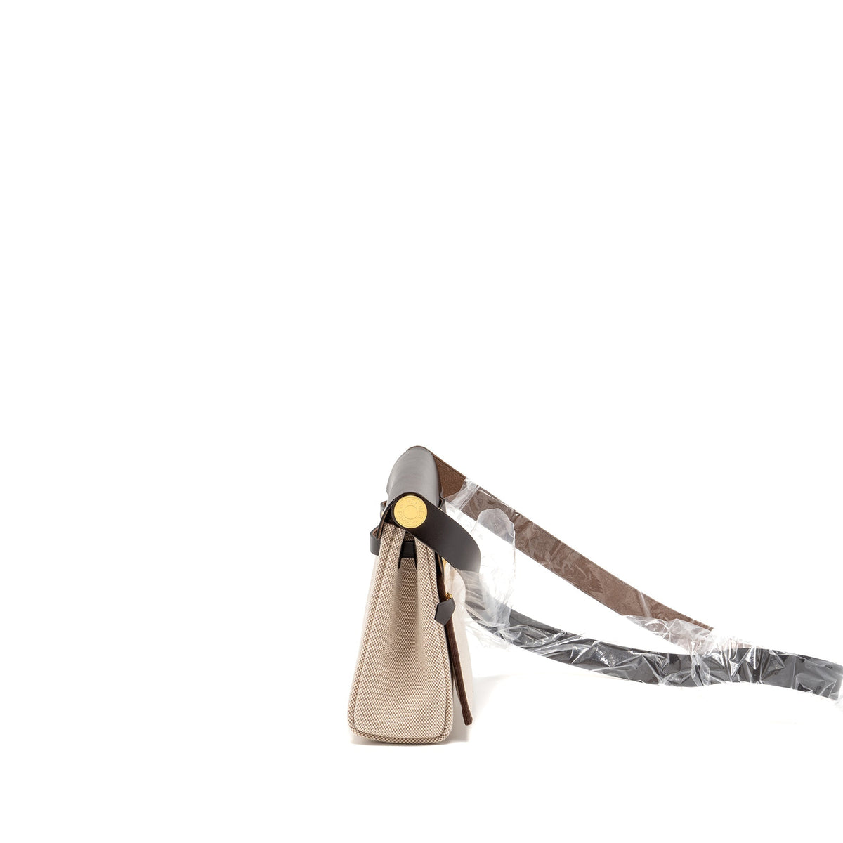 Hermes Herbag Mini Canvas / Hunter Leather Ecru-Beige / Ebene GHW