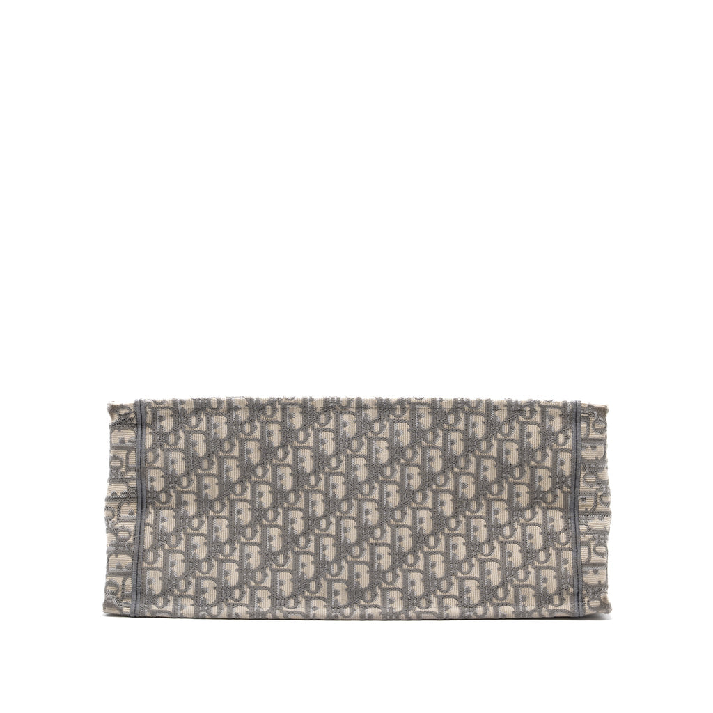 DIOR LARGE BOOK TOTE DIOR OBLIQUE EMBROIDERY ECRU/ GREY