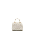 CHANEL MINI COCO HANDLE CAVIAR WHITE LGHW (MICROCHIP)
