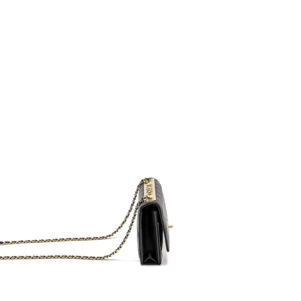 CHANEL TRENDY CC WALLET ON CHAIN LAMBSKIN BLACK LGHW (MICROCHIP)