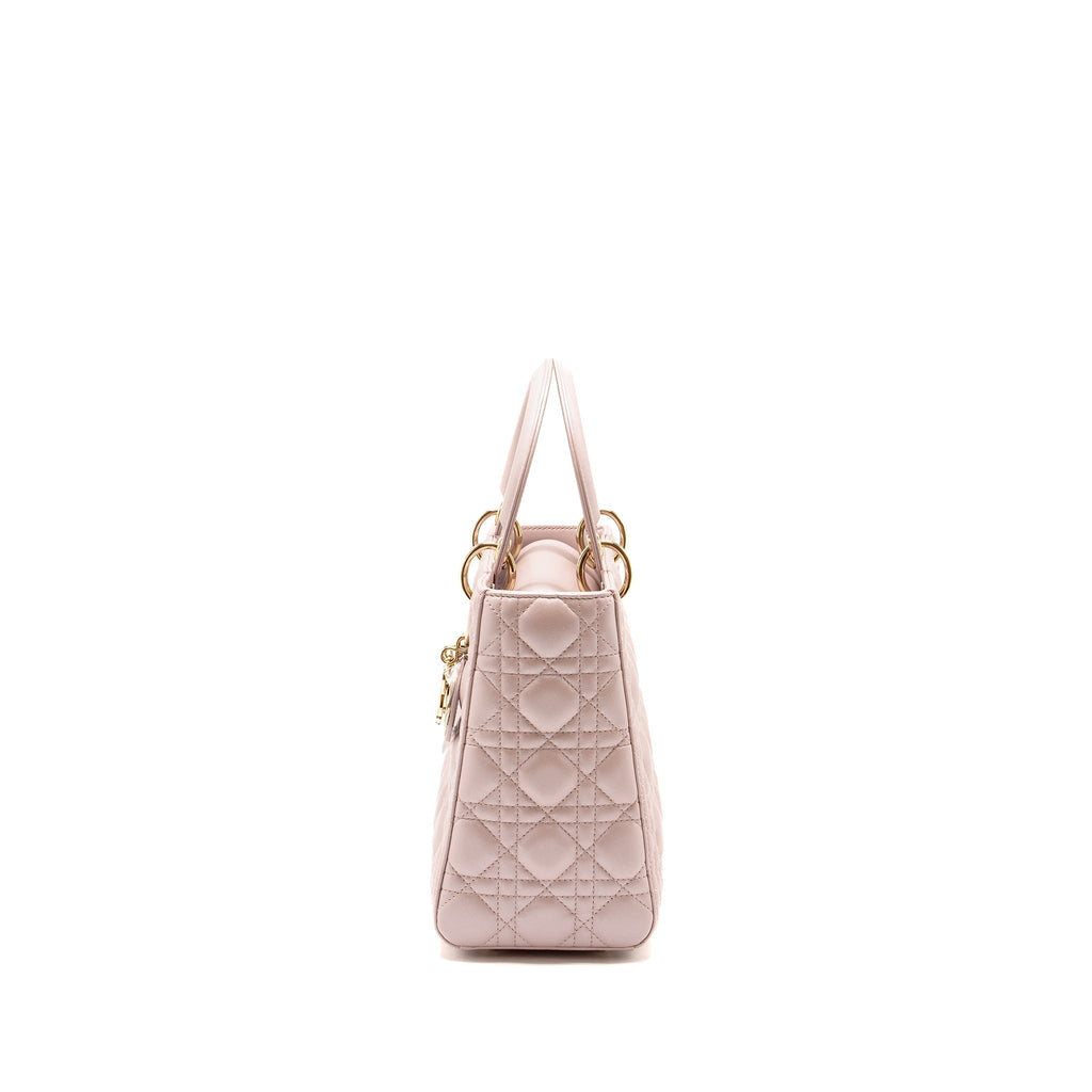 DIOR MEDIUM LADY DIOR LAMBSKIN IRIDESCENT PINK LGHW