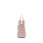 DIOR MEDIUM LADY DIOR LAMBSKIN IRIDESCENT PINK LGHW