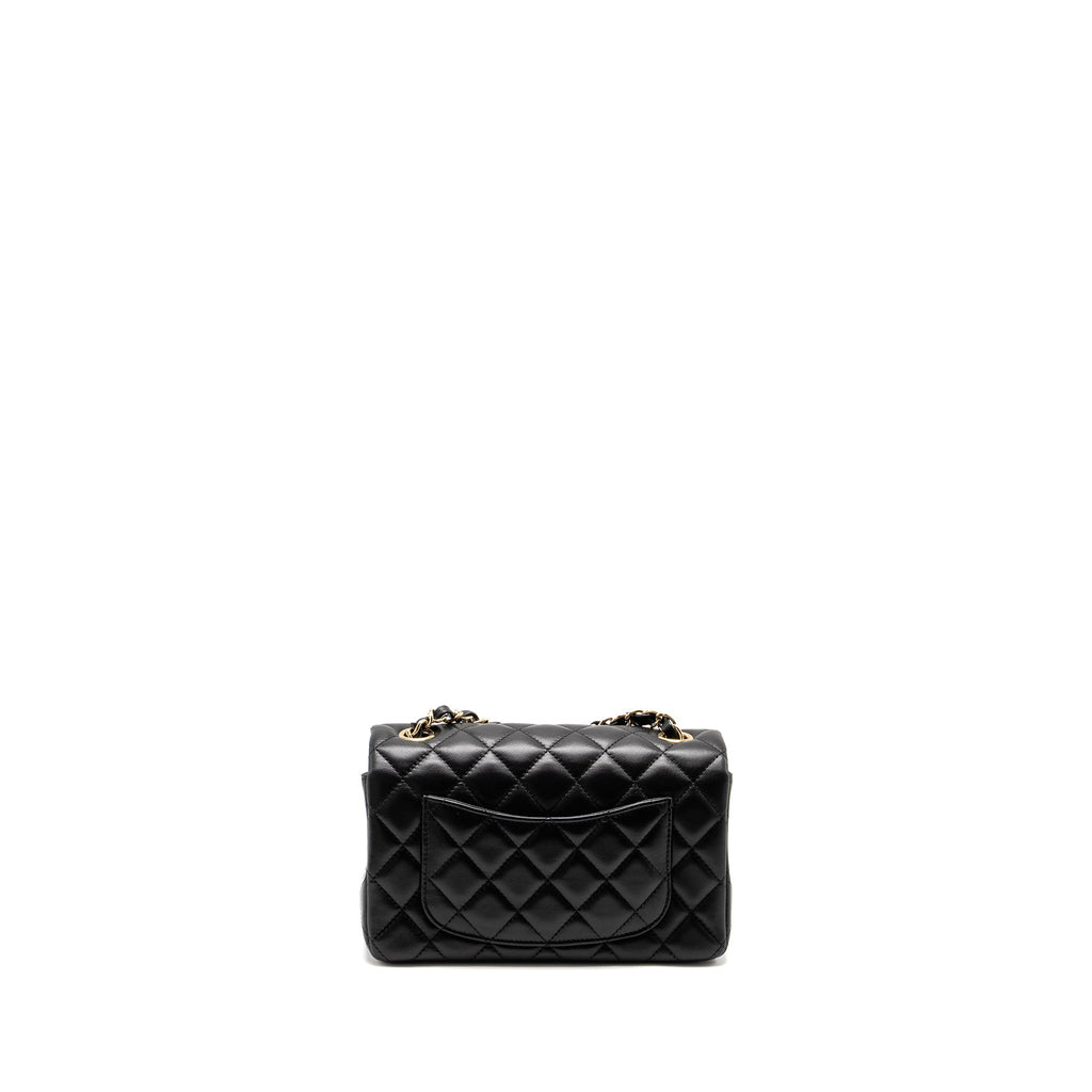 CHANEL MINI RECTANGULAR FLAP BAG LAMBSKIN BLACK LGHW (MICROCHIP)