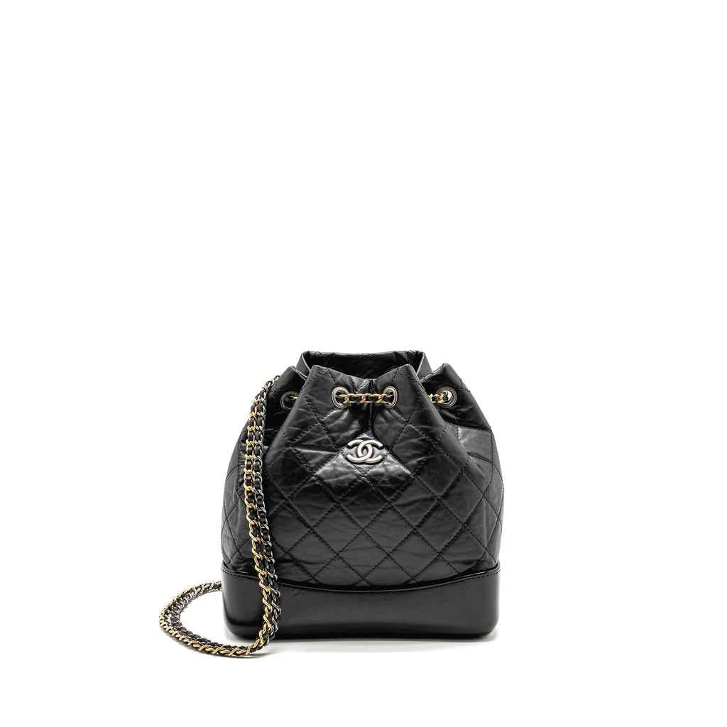 CHANEL SMALL GABRIELLE BACKPACK CALFSKIN BLACK MULTICOLOUR HARDWARE (MICROCHIP)