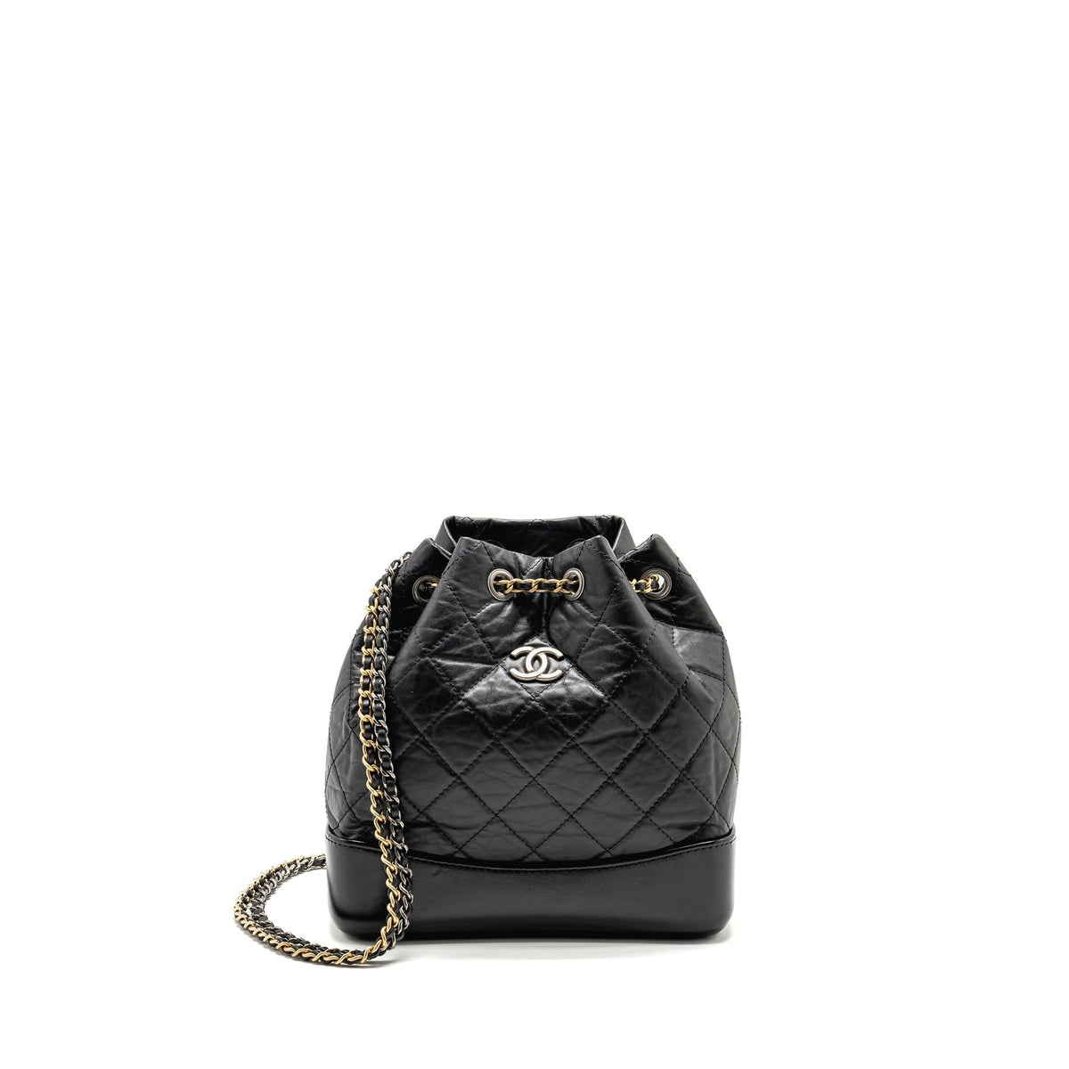 CHANEL SMALL GABRIELLE BACKPACK CALFSKIN BLACK MULTICOLOUR HARDWARE (MICROCHIP)
