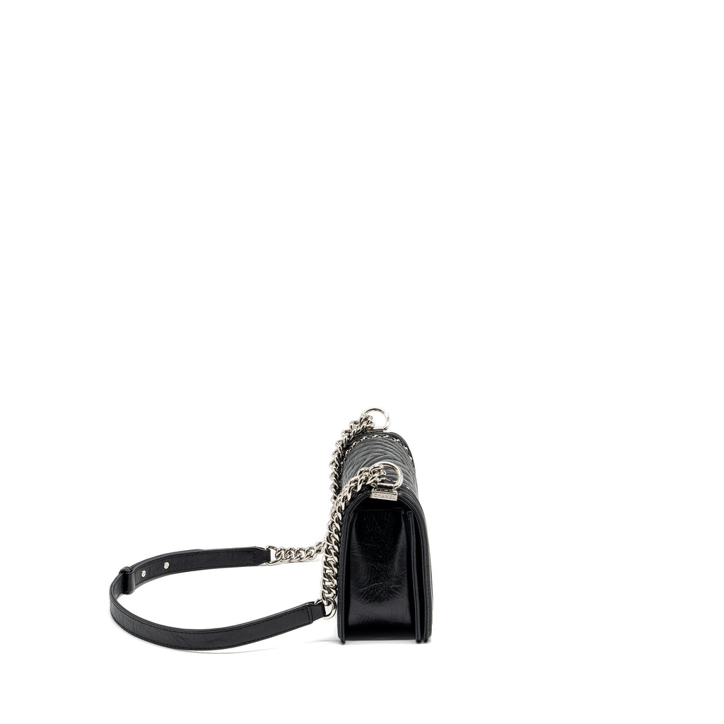 CHANEL MEDIUM CHEVRON BOY BAG LIMITED EDITION CALFSKIN BLACK SHW