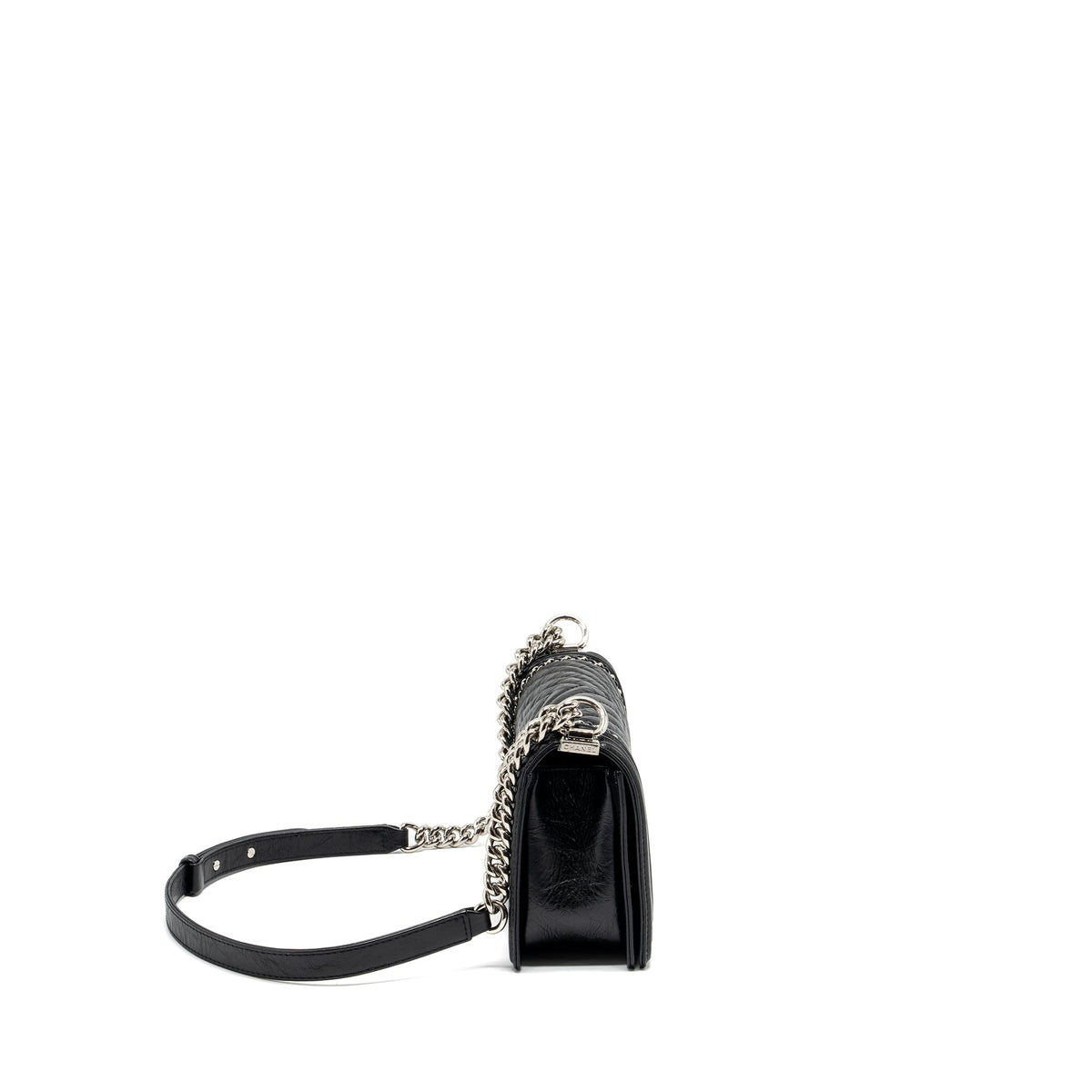 CHANEL MEDIUM CHEVRON BOY BAG LIMITED EDITION CALFSKIN BLACK SHW