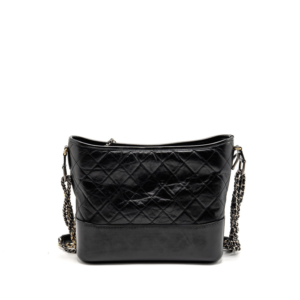 CHANEL GABRIELLE HOBO BAG AGED CALFSKIN BLACK MULTICOLOUR HARDWARE