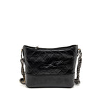 CHANEL GABRIELLE HOBO BAG AGED CALFSKIN BLACK MULTICOLOUR HARDWARE