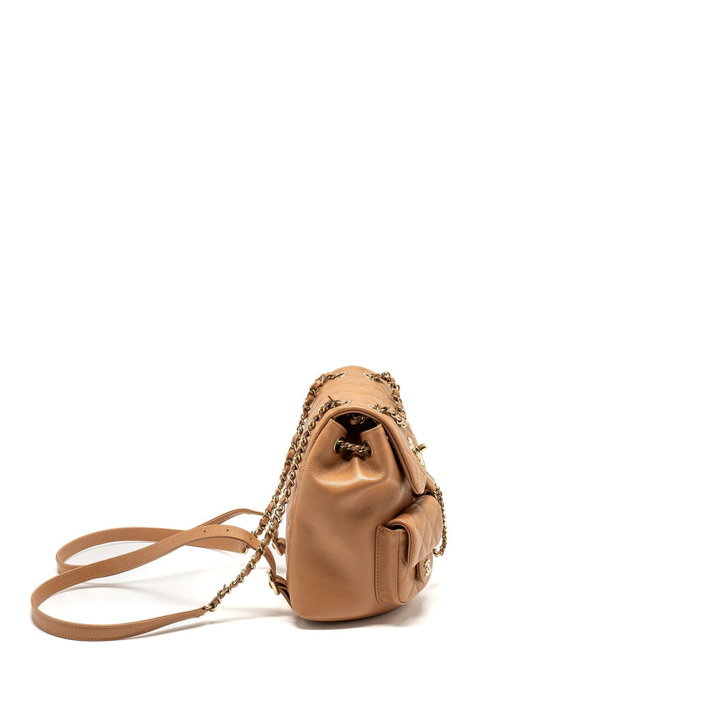 CHANEL TRIPLE PACK BACKPACK CAVIAR CARAMEL LGHW (MICROCHIP)