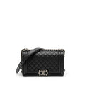 CHANEL MEDIUM BOY BAG GRAINED CALFSKIN BLACK RUTHENIUM HARDWARE
