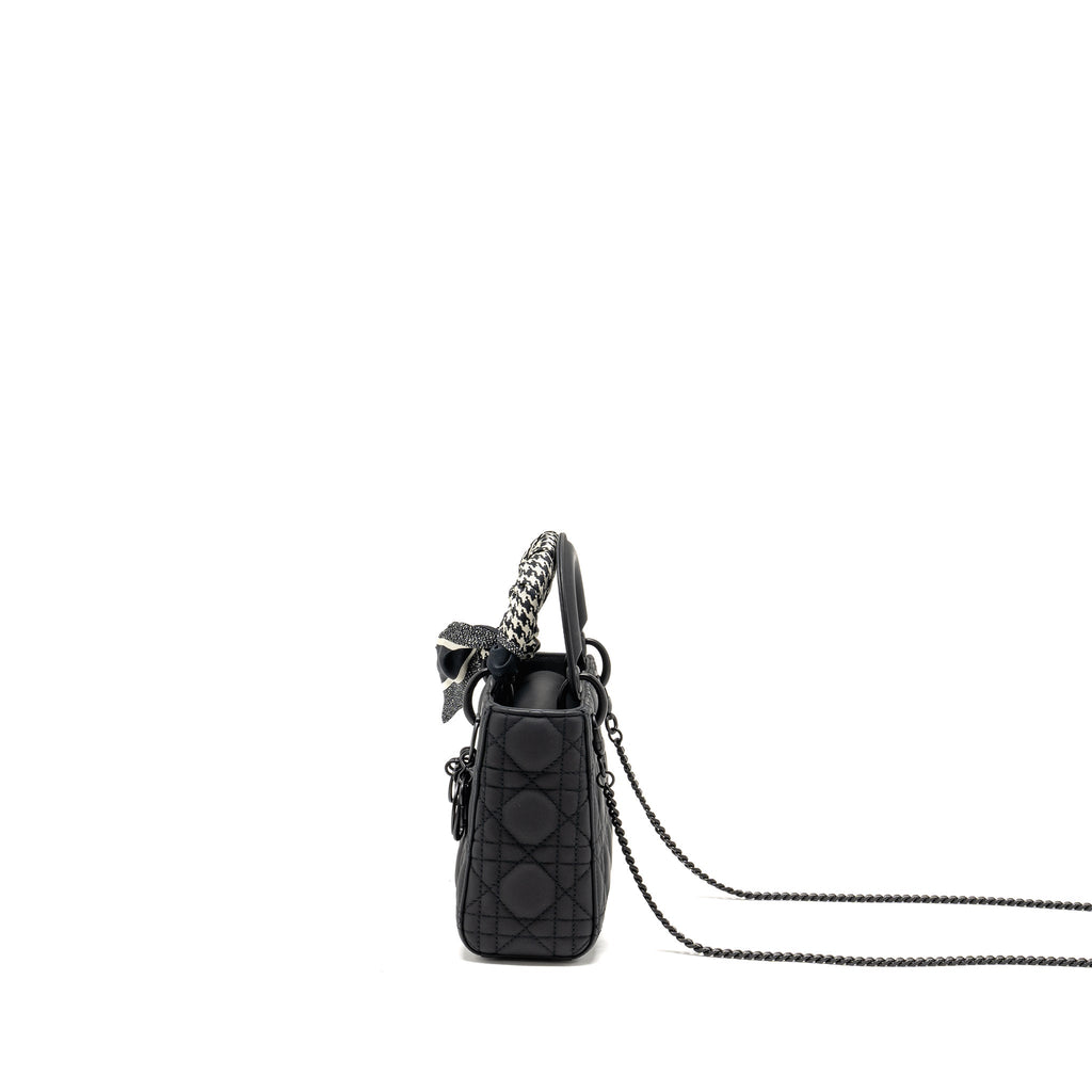 DIOR MINI LADY DIOR ULTRAMATTE CANNAGE CALFSKIN SO BLACK