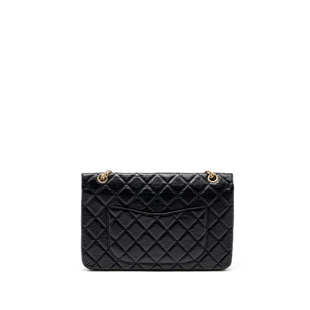 CHANEL LARGE 2.55 REISSUE DOUBLE FLAP BAG AGED CALFSKIN BLACK GHW