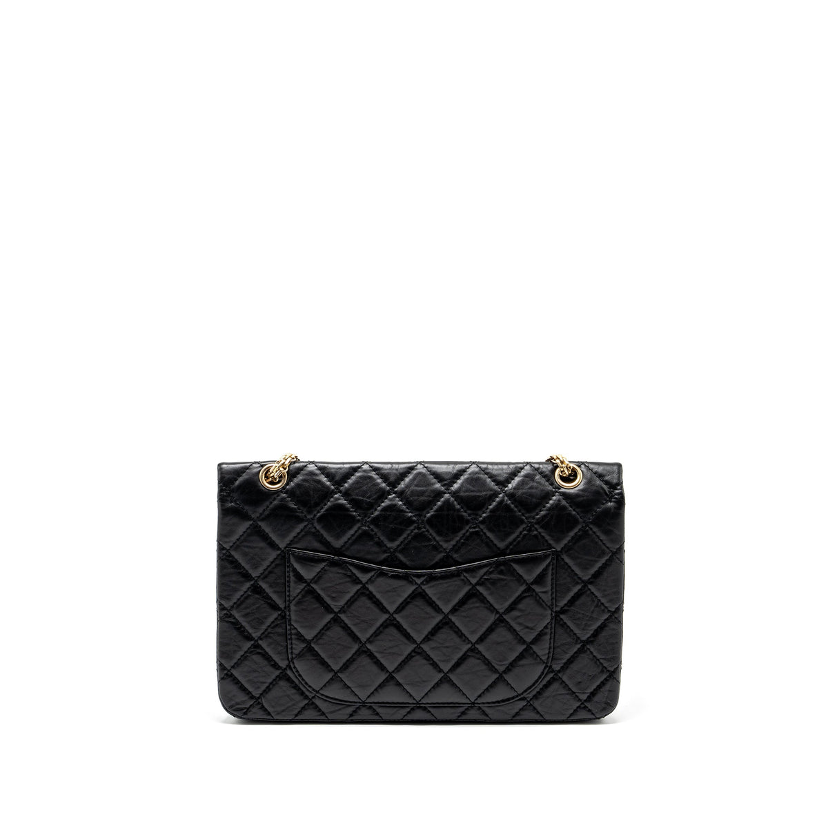 CHANEL LARGE 2.55 REISSUE DOUBLE FLAP BAG AGED CALFSKIN BLACK GHW