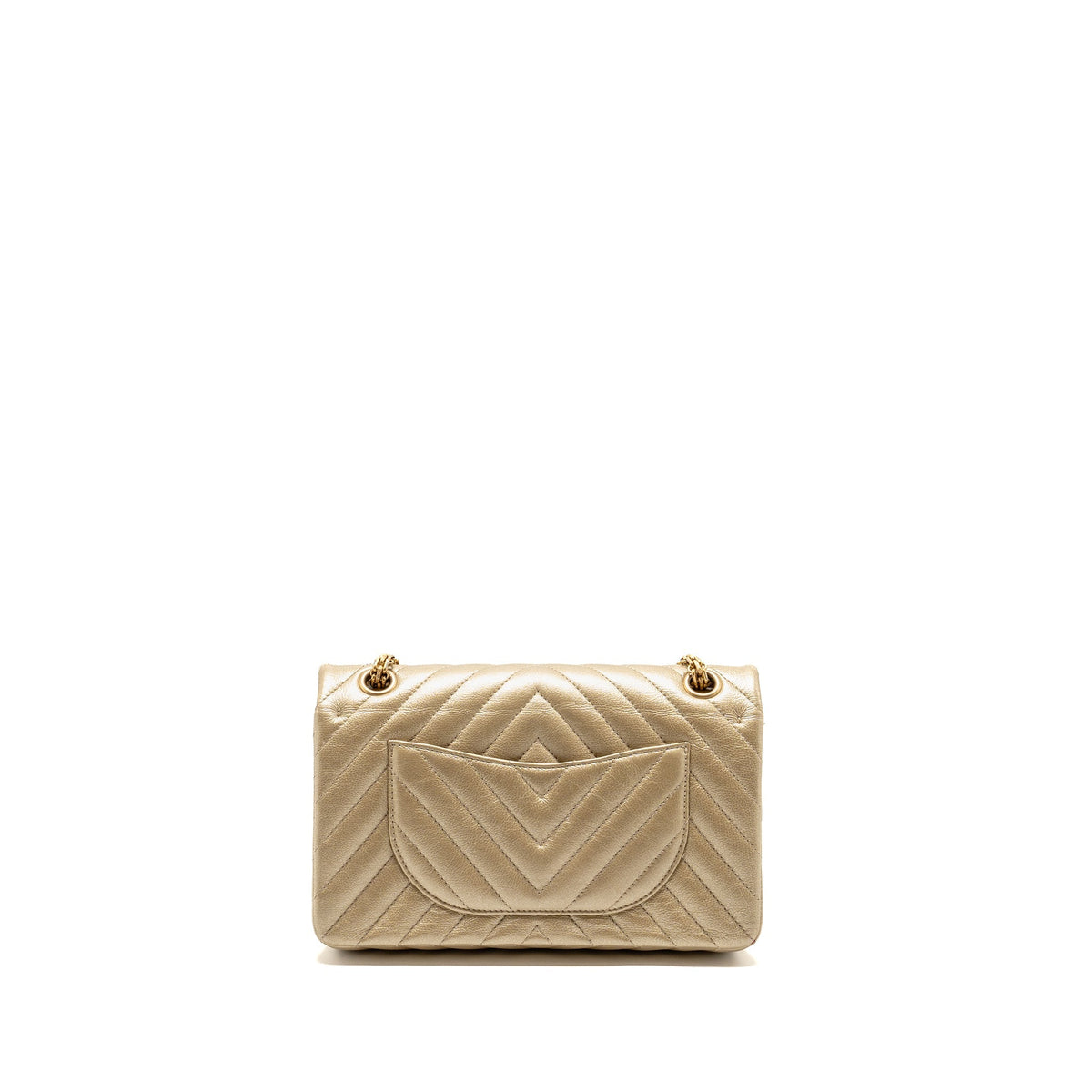 CHANEL SMALL 2.55 REISSUE CHEVRON FLAP BAG CALFSKIN GOLD GHW
