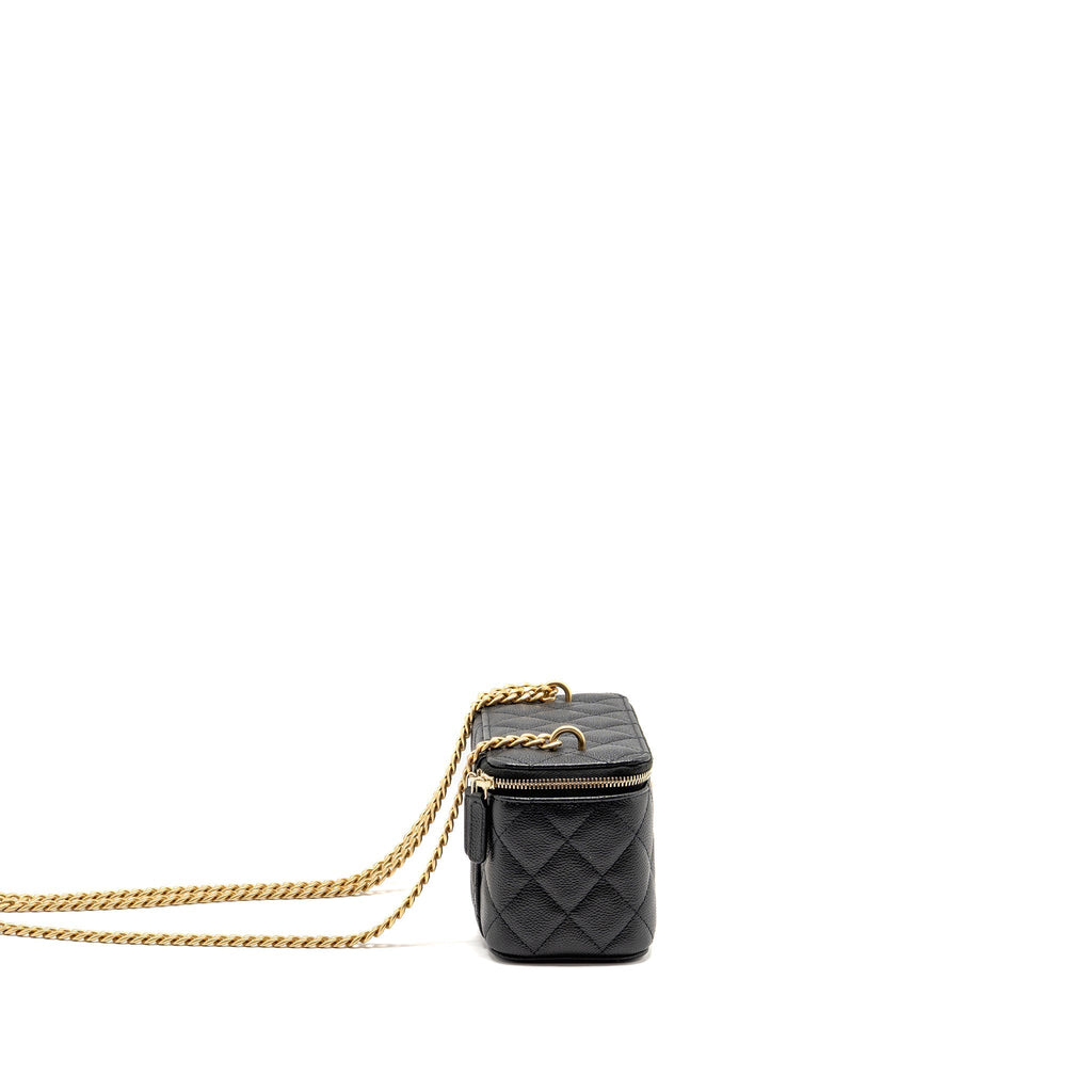 CHANEL COCO LOVE LONG VANITY WITH ADJUSTABLE CHAIN CAVIAR BLACK GHW (MICROCHIP)