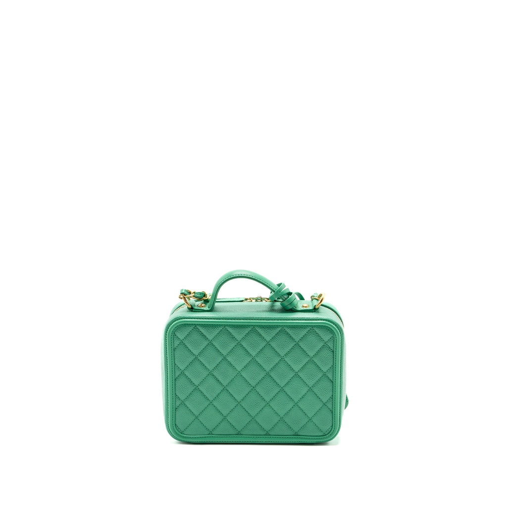 CHANEL MEDIUM FILIGREE VANITY CASE CAVIAR GREEN GHW
