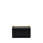 CHANEL MEDIUM BOY BAG CAVIAR BLACK BRUSHED GHW (MICROCHIP )