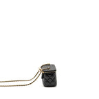 CHANEL 24A LONG VANITY CASE WITH CC LOGO ADJUSTABLE CHAIN LAMBSKIN BLACK GHW(MICROCHIP)