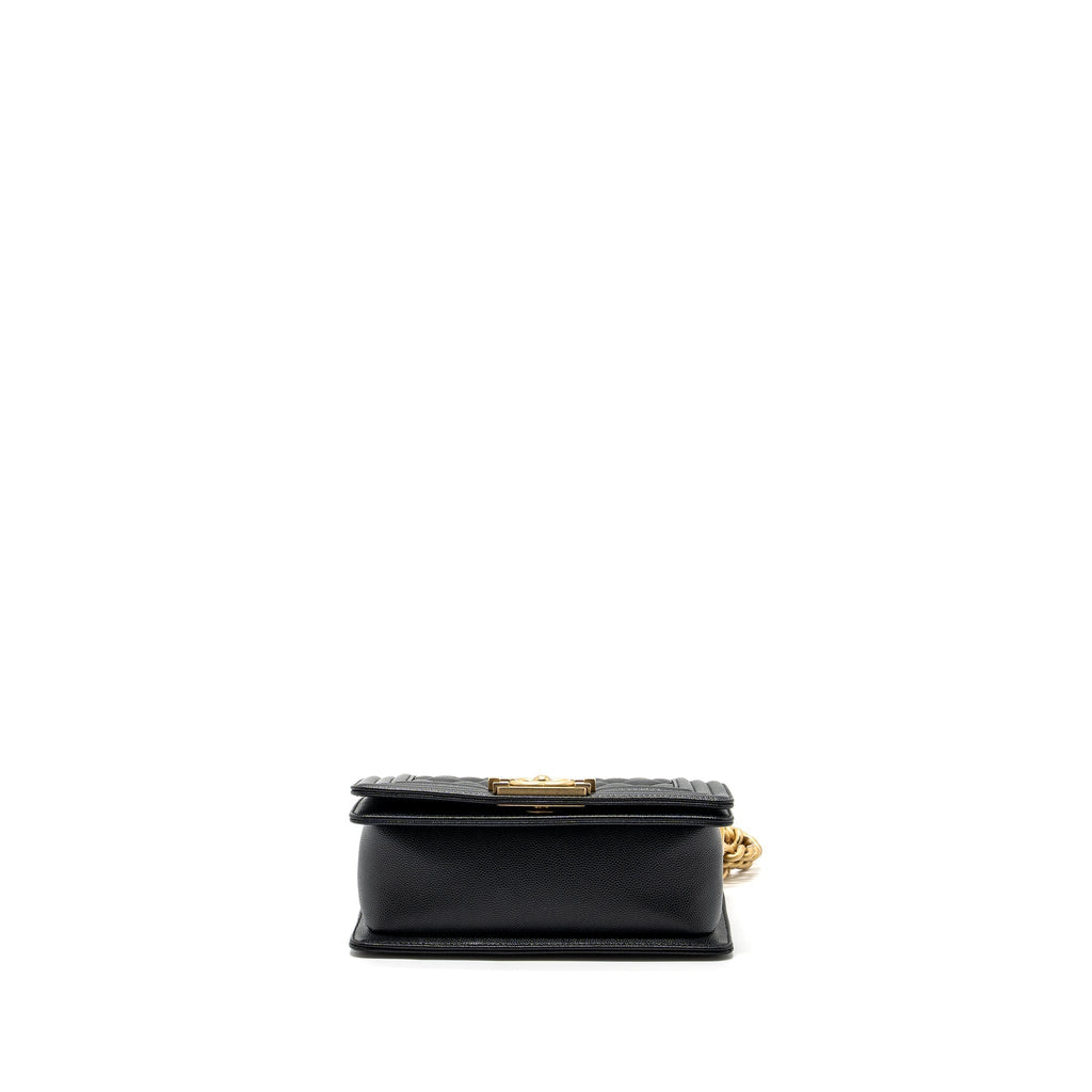 CHANEL SMALL BOY BAG CAVIAR BLACK GHW (MICROCHIP)