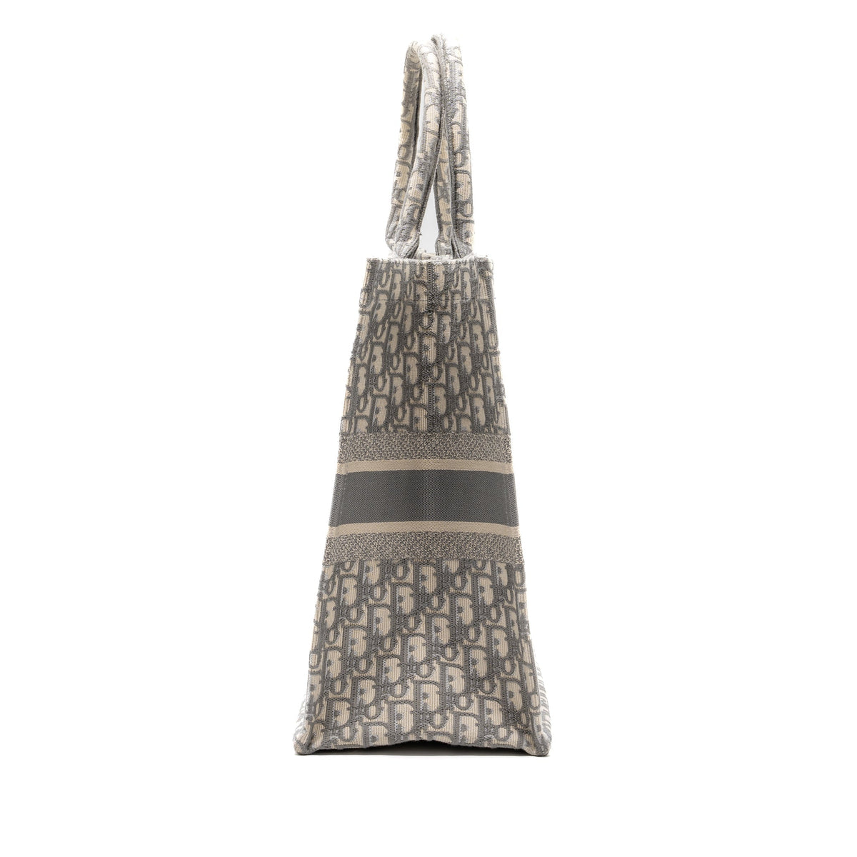 DIOR LARGE BOOK TOTE DIOR OBLIQUE EMBROIDERY ECRU/ GREY