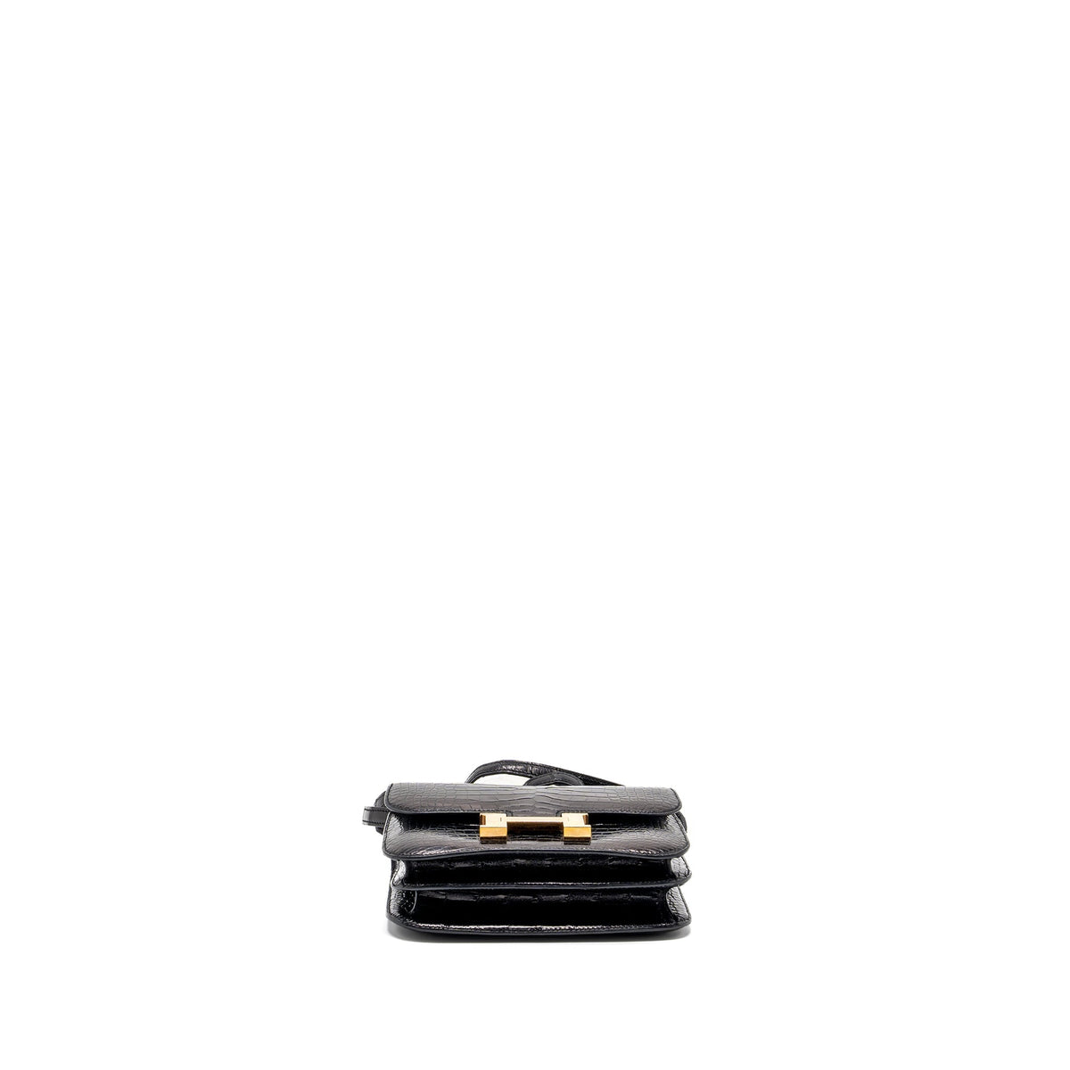 HERMES MINI CONSTANCE ALLIGATOR MISSISSIPPIENSIS SHINY BLACK GHW