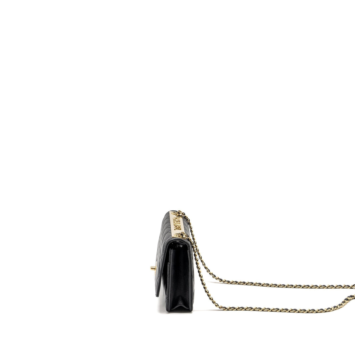 CHANEL TRENDY CC WALLET ON CHAIN LAMBSKIN BLACK LGHW (MICROCHIP)