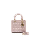 DIOR MEDIUM LADY DIOR LAMBSKIN IRIDESCENT PINK LGHW