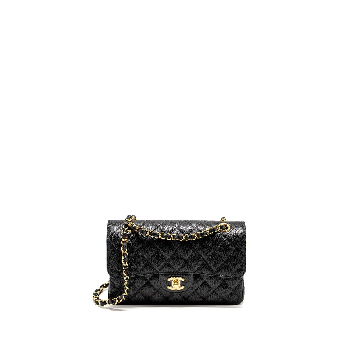 CHANEL SMALL CLASSIC DOUBLE FLAP BAG CAVIAR BLACK GHW (MICROCHIP)