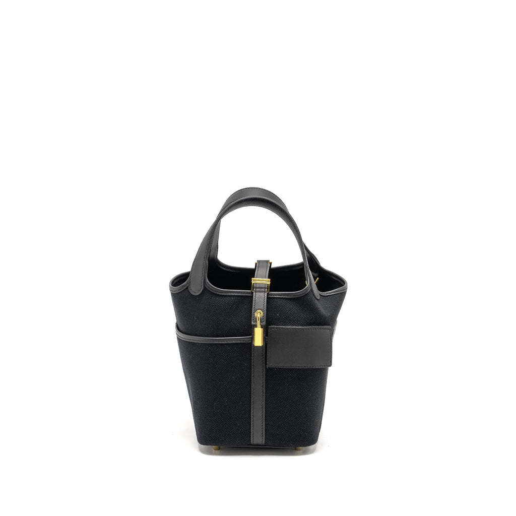 HERMES CARGO PICOTIN 18 LOCK BAG SWIFT / TOILE CANVAS BLACK GHW