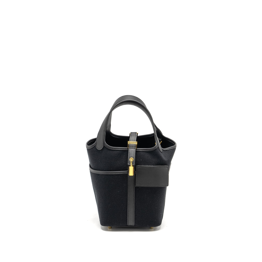 Hermes Cargo Picotin 18 Lock Bag Swift / Toile Canvas Black GHW