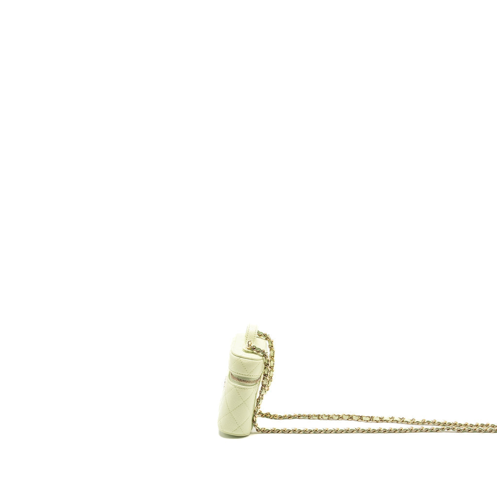CHANEL MINI VERTICAL VANITY WITH CHAIN CAVIAR LIGHT GREEN LGHW