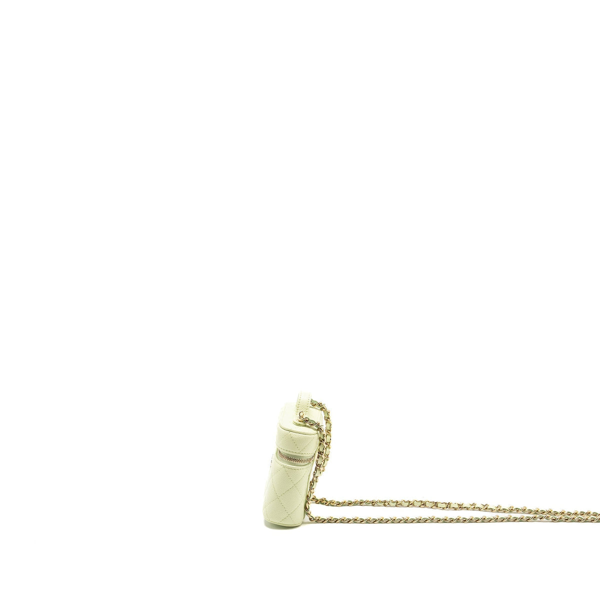 CHANEL MINI VERTICAL VANITY WITH CHAIN CAVIAR LIGHT GREEN LGHW