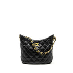 CHANEL 22K HOBO SHOULDER BAG LAMBSKIN BLACK GHW (MICROCHIP)