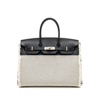HERMES BIRKIN 35 FRAY FRAY CANVAS/ SWIFT BLACK/ECRU SHW