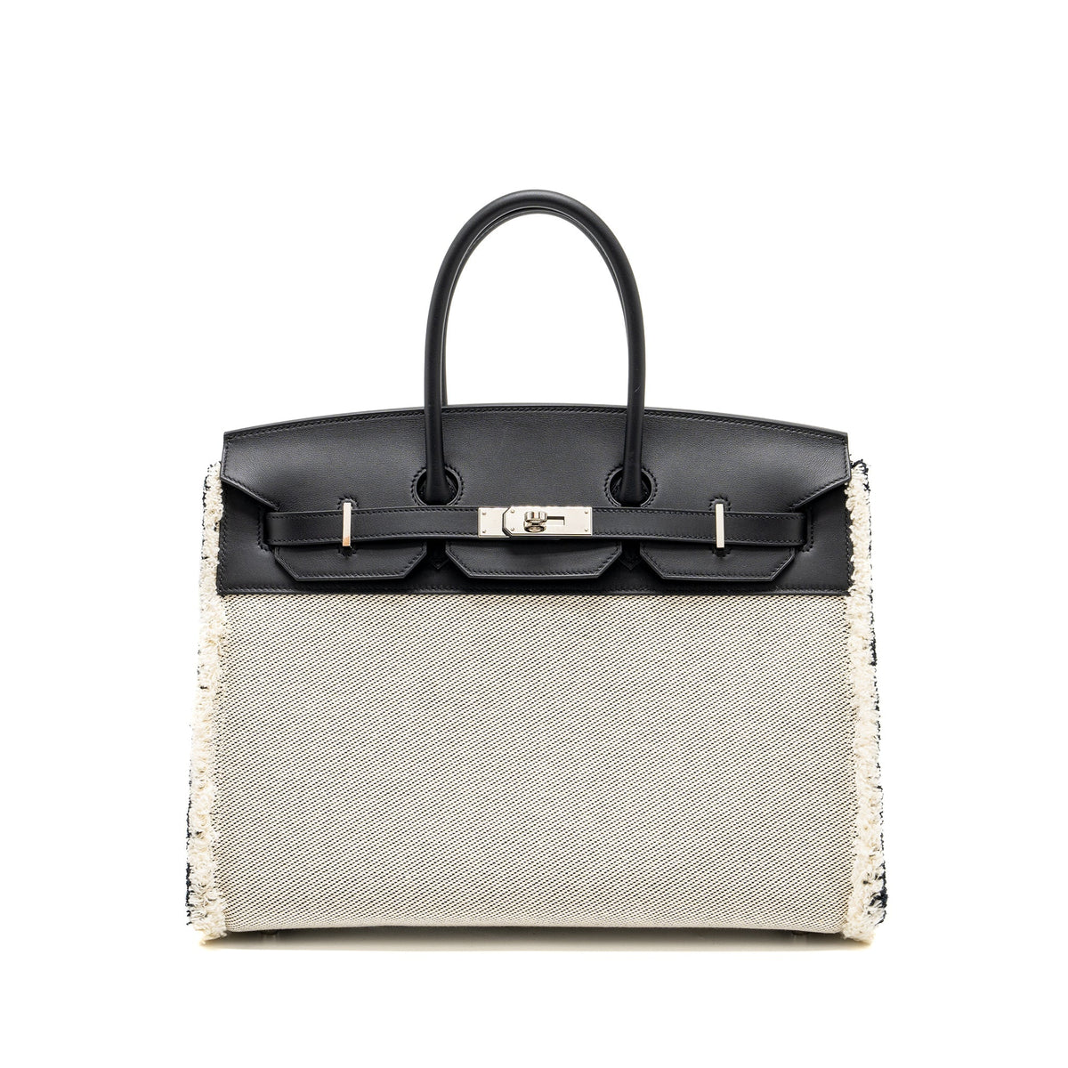 HERMES BIRKIN 35 FRAY FRAY CANVAS/ SWIFT BLACK/ECRU SHW