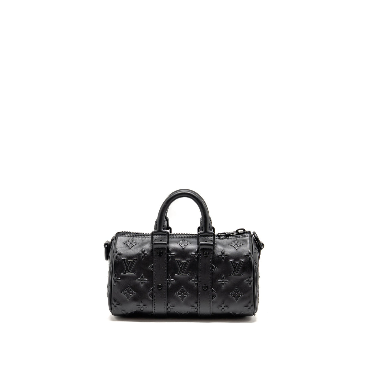 LOUIS VUITTON KEEPALL XS MONOGRAM SEAL COWHIDE LEATHER SO BLACK