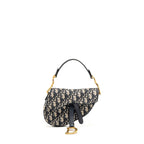DIOR MINI SADDLE BAG BLUE OBLIQUE JACQUARD CANVAS GHW