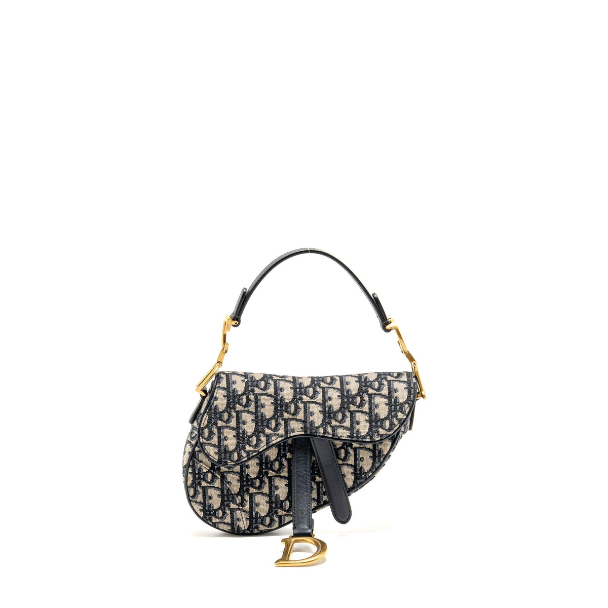 DIOR MINI SADDLE BAG BLUE OBLIQUE JACQUARD CANVAS GHW