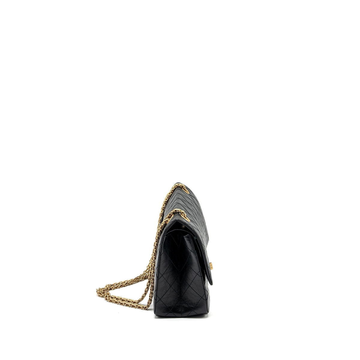 CHANEL LARGE 2.55 REISSUE FLAP BAG AGED CALFSKIN BLACK GHW