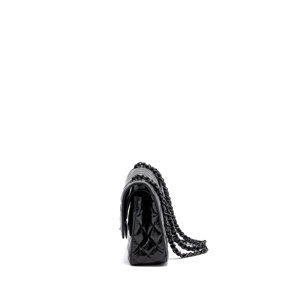 CHANEL MEDIUM CLASSIC DOUBLE FLAP BAG SHINY CALFSKIN SO BLACK