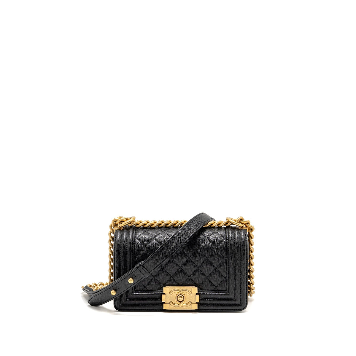CHANEL SMALL BOY BAG CAVIAR BLACK GHW