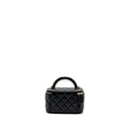 CHANEL TOP HANDLE LONG VANITY CASE LAMBSKIN BLACK LGHW (MICROCHIP)