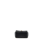 CHANEL MINI SQUARE FLAP BAG LAMBSKIN BLACK GHW (MICROCHIP)